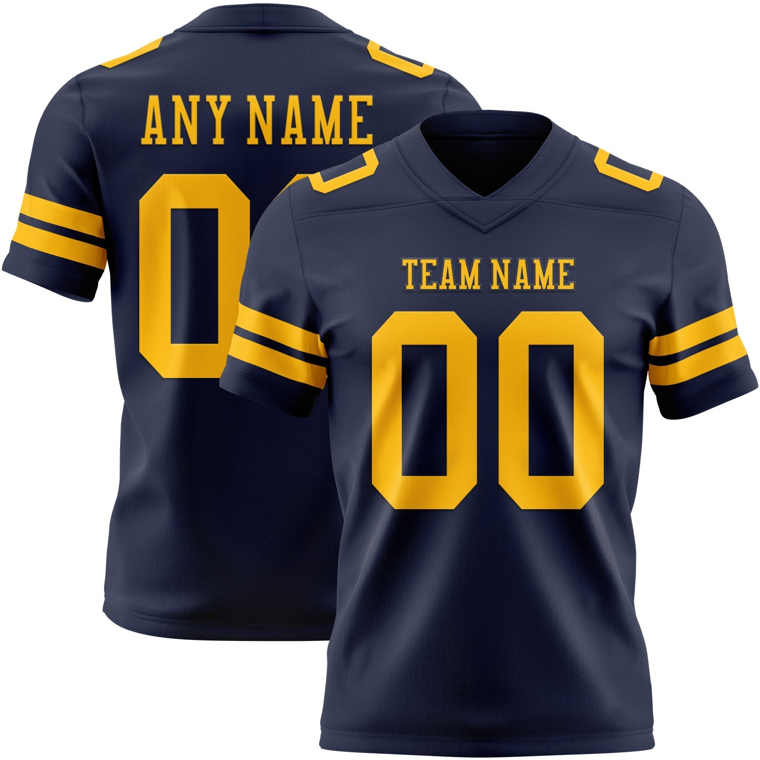 Custom Navy Gold Mesh Authentic Football Jersey - Sky-Custom