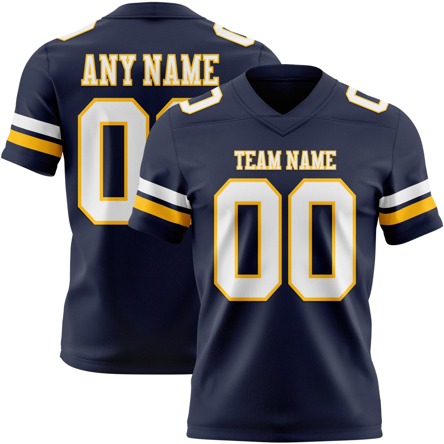 Custom Navy White-Gold Mesh Authentic Football Jersey - Sky-Custom
