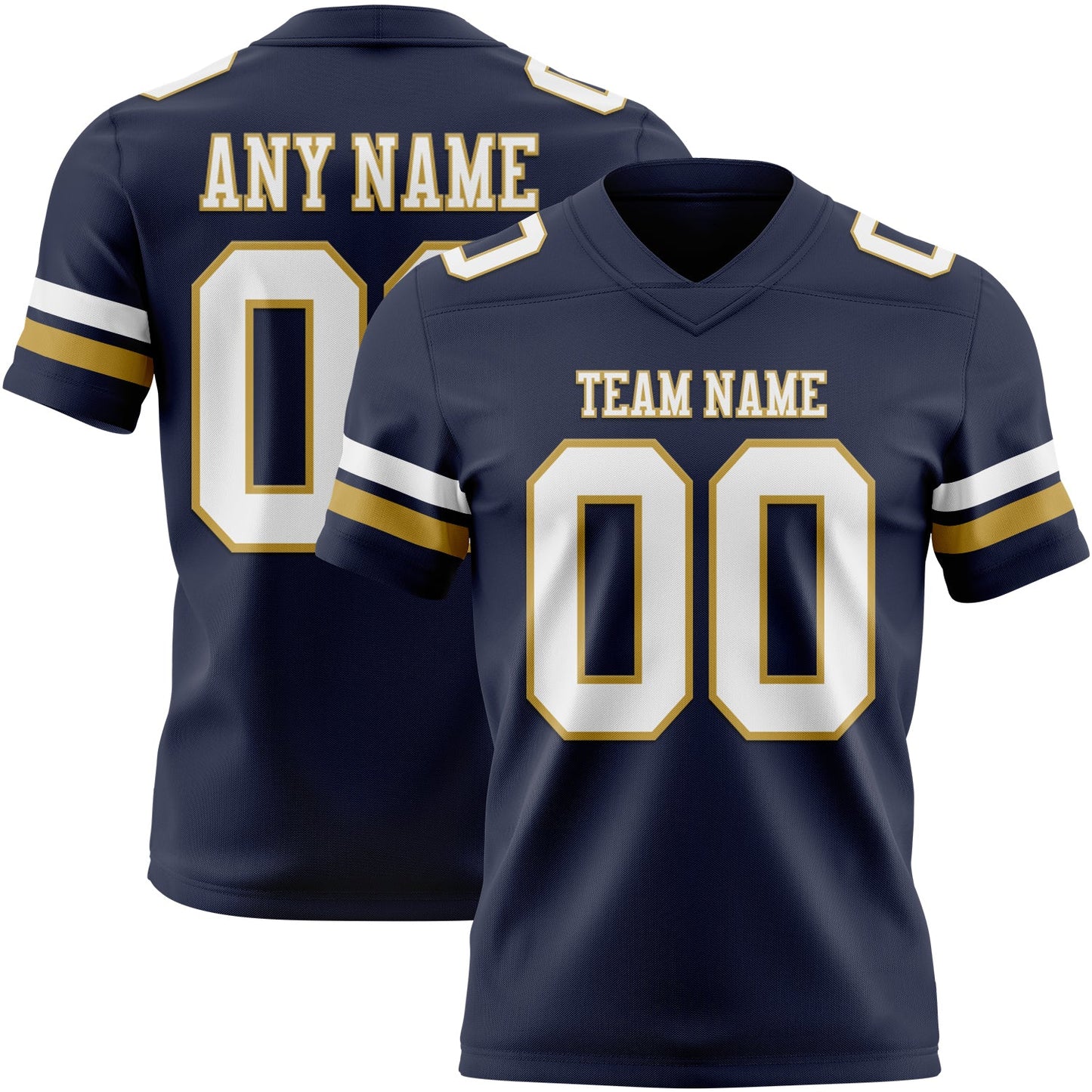 Custom Navy White-Old Gold Mesh Authentic Football Jersey - Sky-Custom