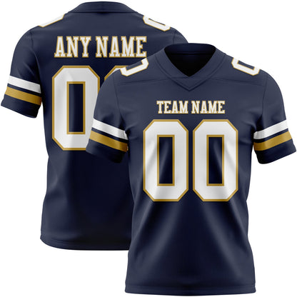 Custom Navy White-Old Gold Mesh Authentic Football Jersey - Sky-Custom