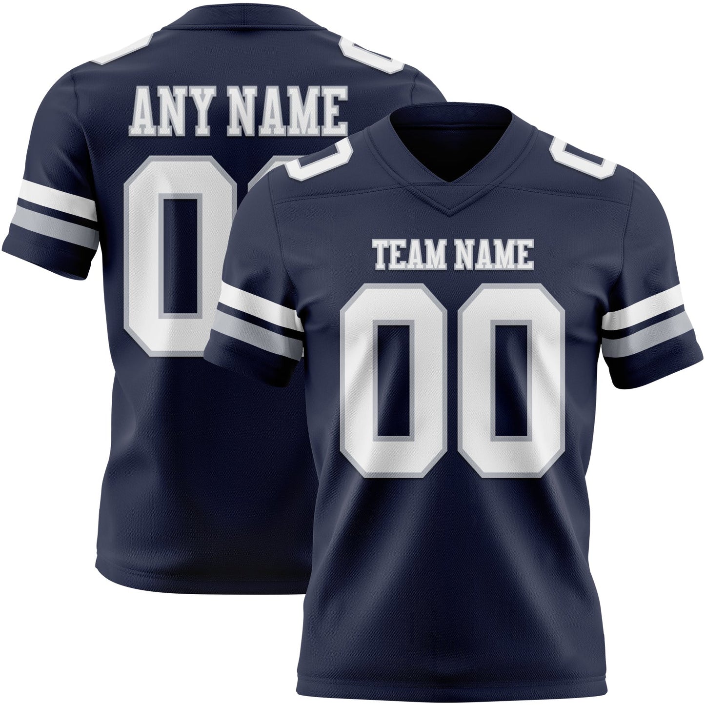 Custom Navy White-Gray Mesh Authentic Football Jersey - Sky-Custom