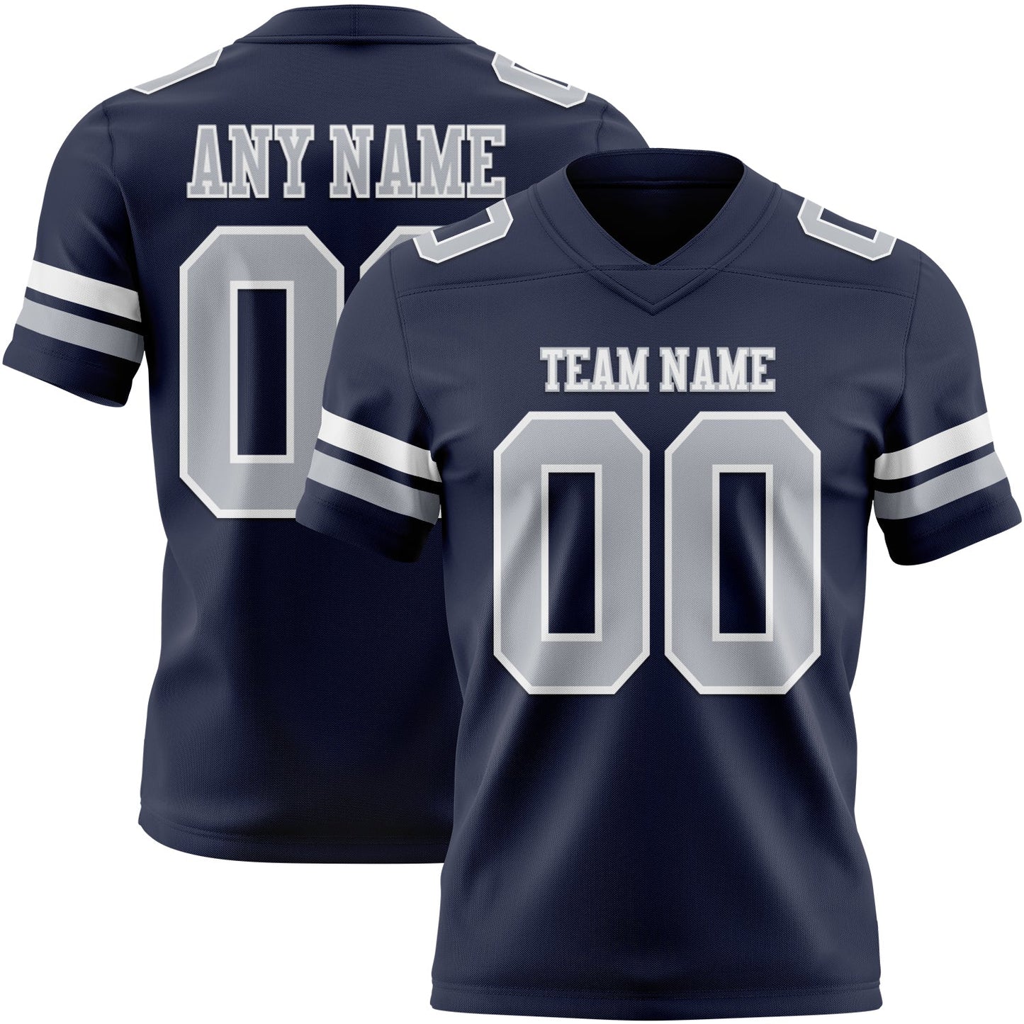 Custom Navy Gray-White Mesh Authentic Football Jersey - Sky-Custom
