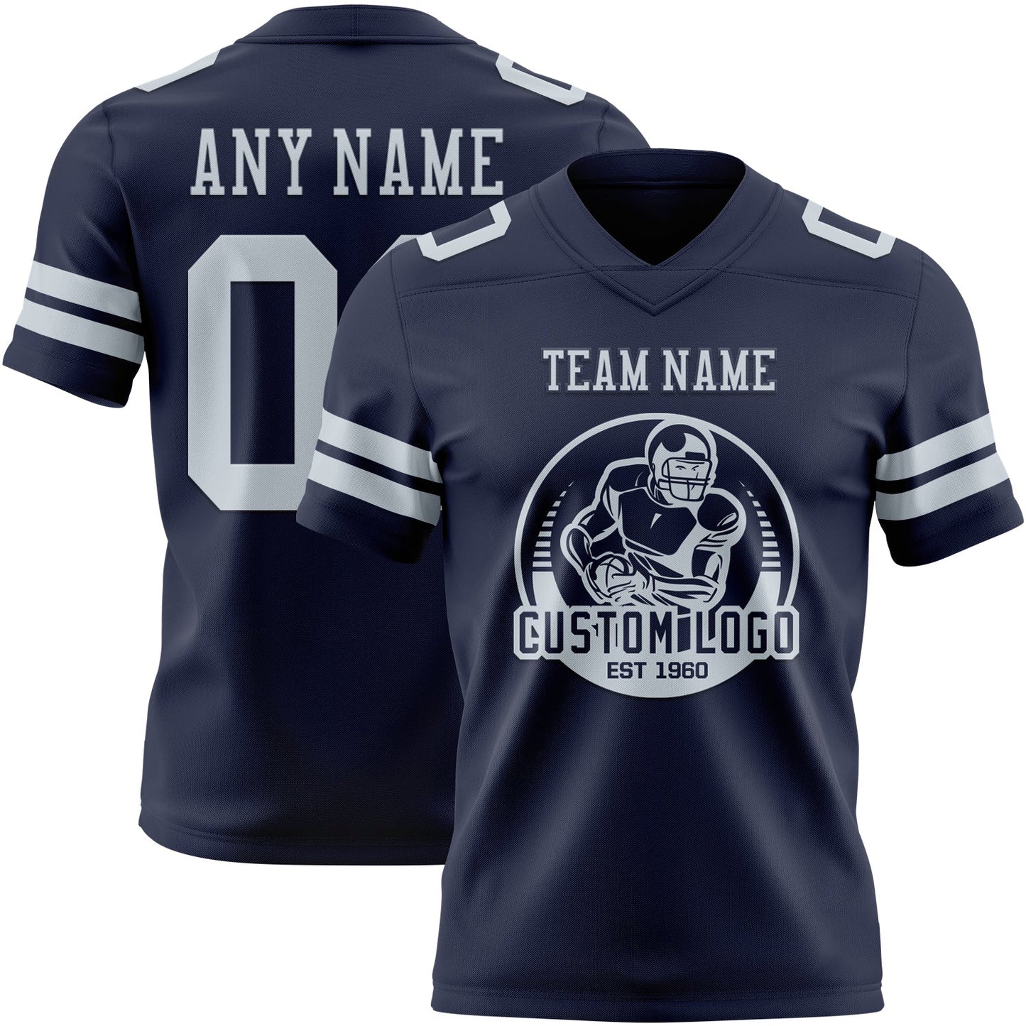 Custom Navy Silver Mesh Authentic Football Jersey - Sky-Custom