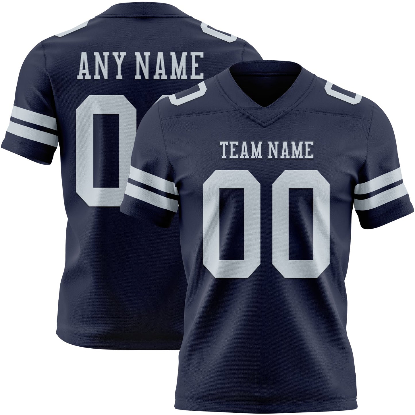 Custom Navy Silver Mesh Authentic Football Jersey - Sky-Custom