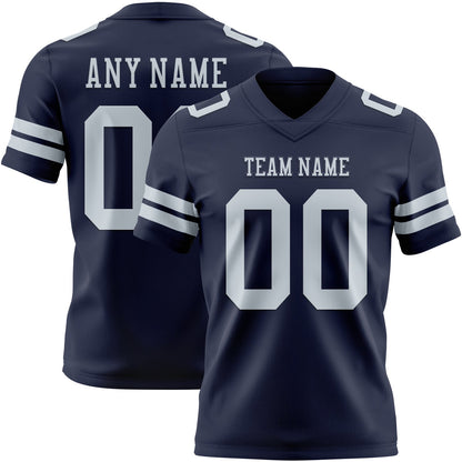Custom Navy Silver Mesh Authentic Football Jersey - Sky-Custom