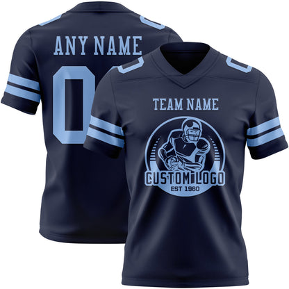Custom Navy Light Blue Mesh Authentic Football Jersey - Sky-Custom