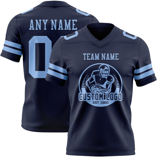 Custom Navy Light Blue Mesh Authentic Football Jersey - Sky-Custom