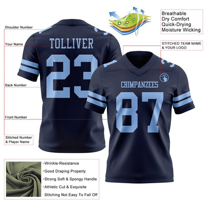 Custom Navy Light Blue Mesh Authentic Football Jersey - Sky-Custom