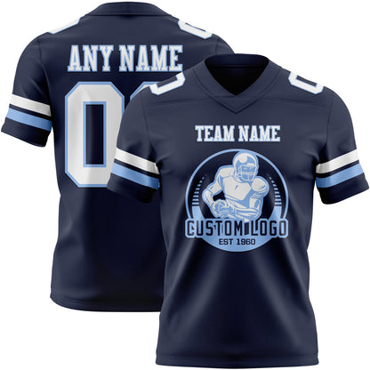 Custom Navy White-Light Blue Mesh Authentic Football Jersey - Sky-Custom