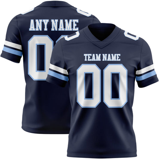 Custom Navy White-Light Blue Mesh Authentic Football Jersey - Sky-Custom