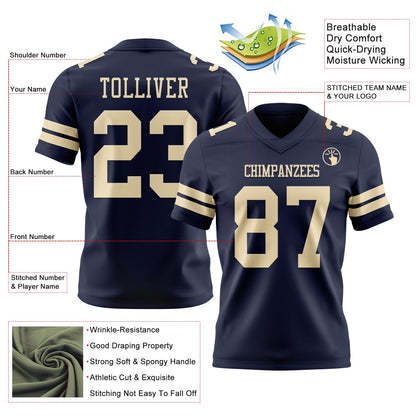 Custom Navy Cream Mesh Authentic Football Jersey - Sky-Custom