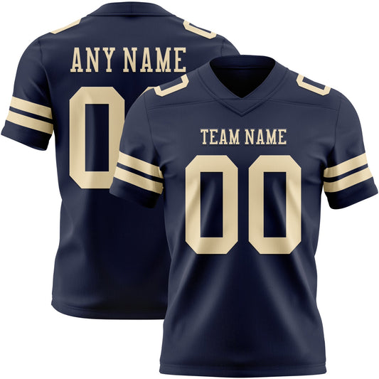 Custom Navy Cream Mesh Authentic Football Jersey - Sky-Custom