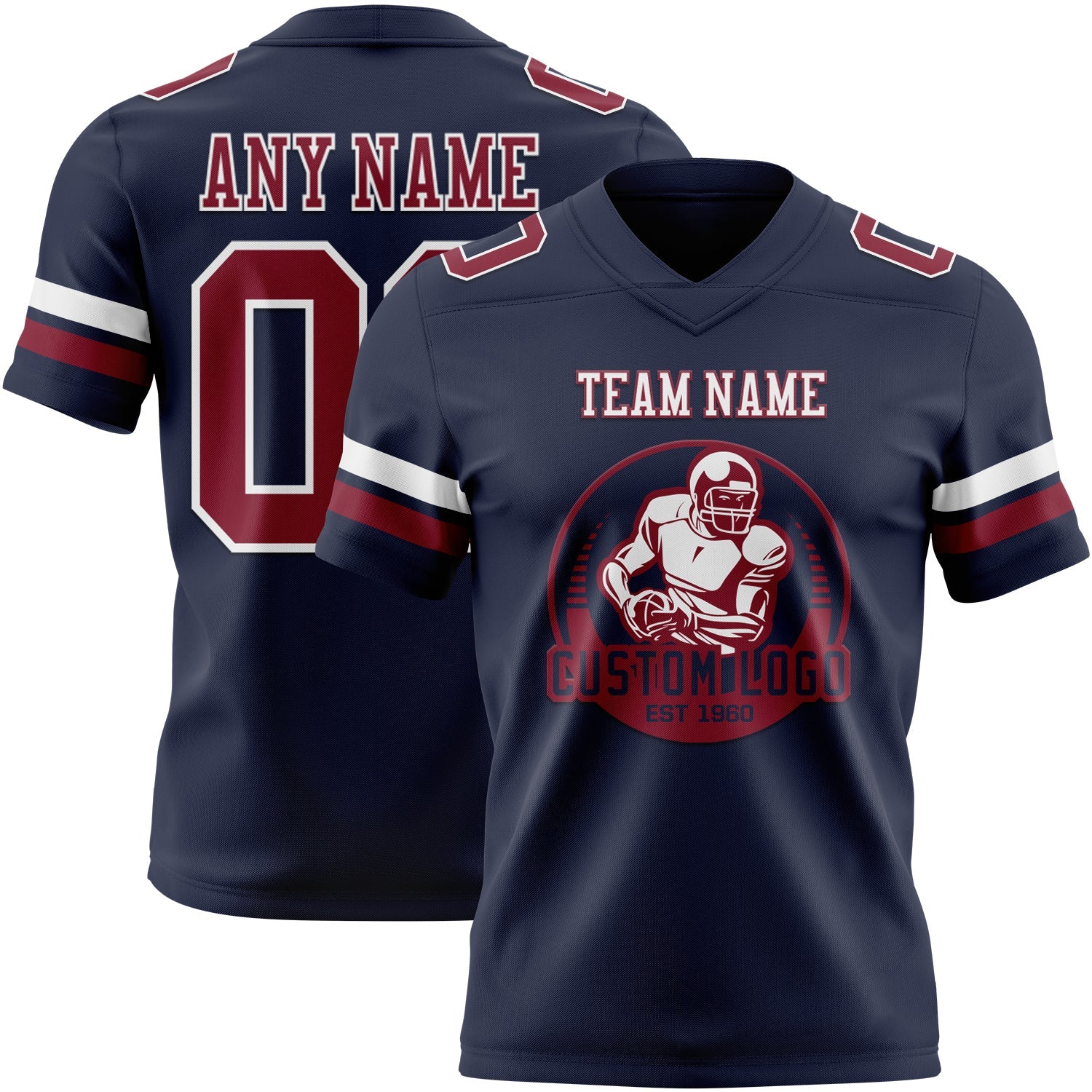 Custom Navy Crimson-White Mesh Authentic Football Jersey - Sky-Custom