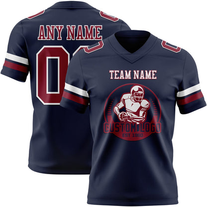 Custom Navy Crimson-White Mesh Authentic Football Jersey - Sky-Custom