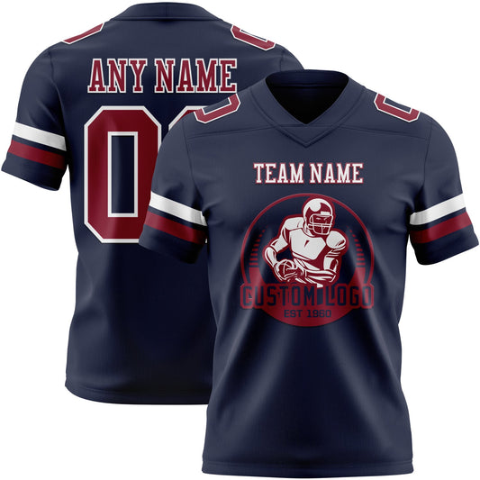 Custom Navy Crimson-White Mesh Authentic Football Jersey - Sky-Custom
