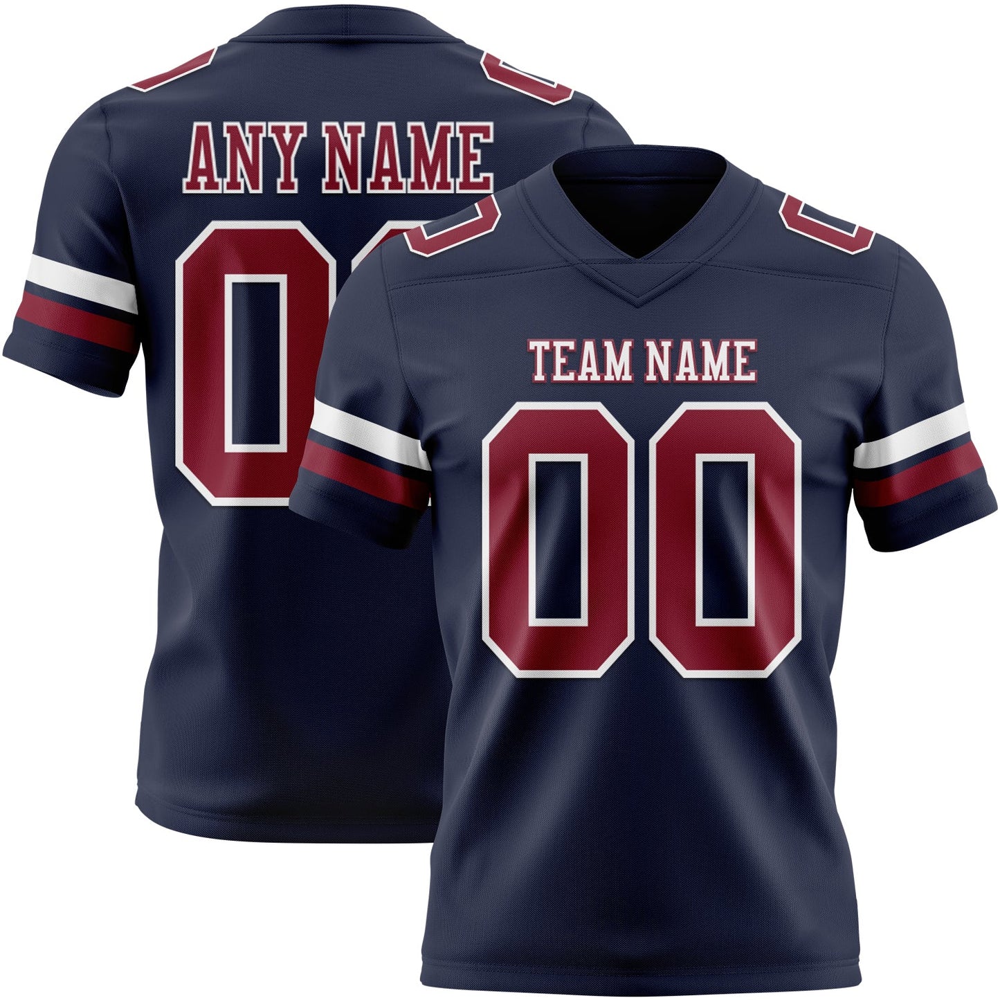 Custom Navy Crimson-White Mesh Authentic Football Jersey - Sky-Custom