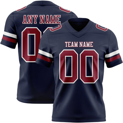 Custom Navy Crimson-White Mesh Authentic Football Jersey - Sky-Custom