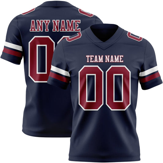 Custom Navy Crimson-White Mesh Authentic Football Jersey - Sky-Custom