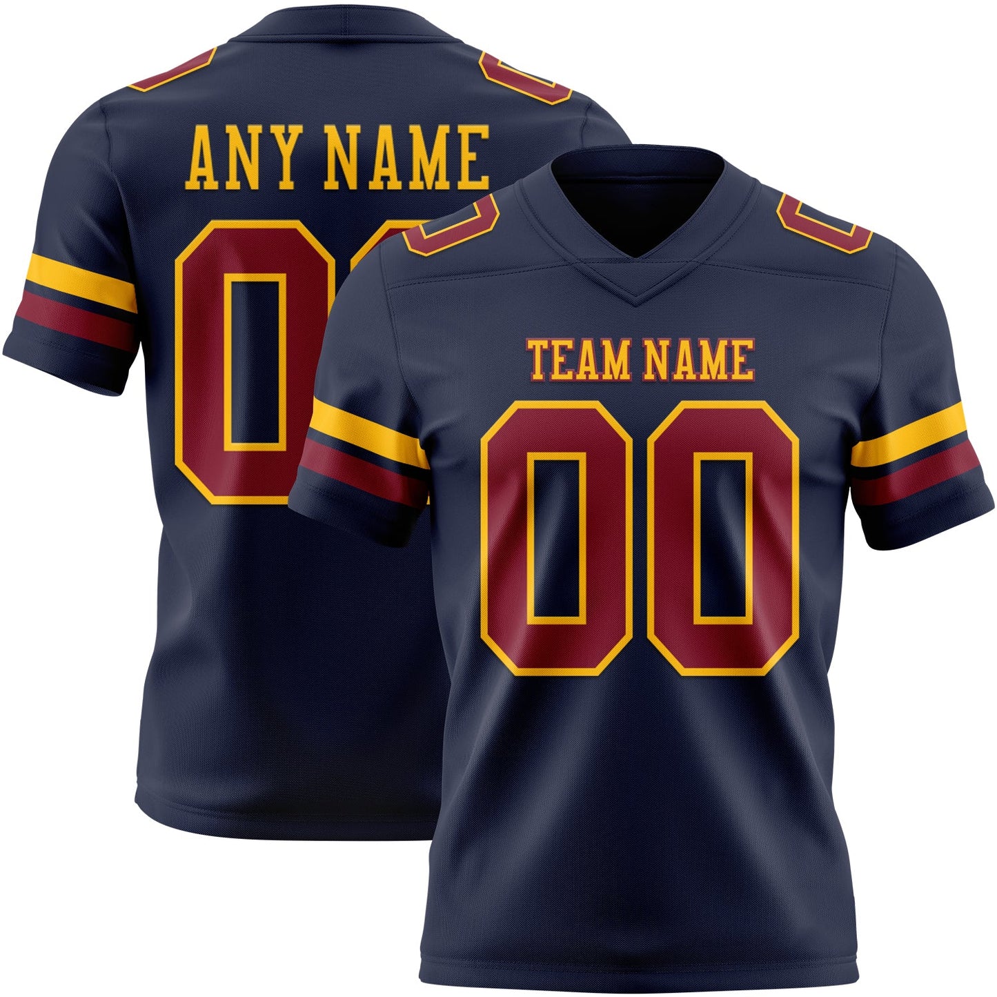 Custom Navy Crimson-Gold Mesh Authentic Football Jersey - Sky-Custom
