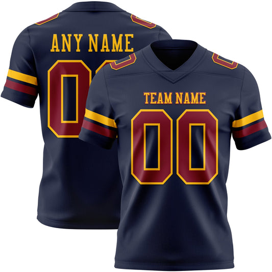Custom Navy Crimson-Gold Mesh Authentic Football Jersey - Sky-Custom