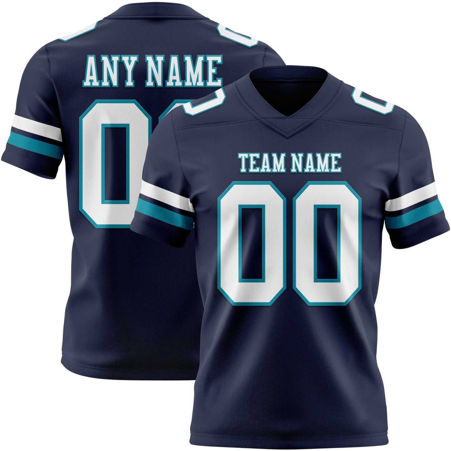 Custom Navy White-Teal Mesh Authentic Football Jersey - Sky-Custom