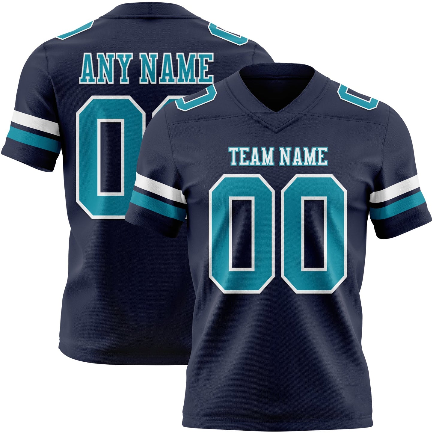 Custom Navy Teal-White Mesh Authentic Football Jersey - Sky-Custom