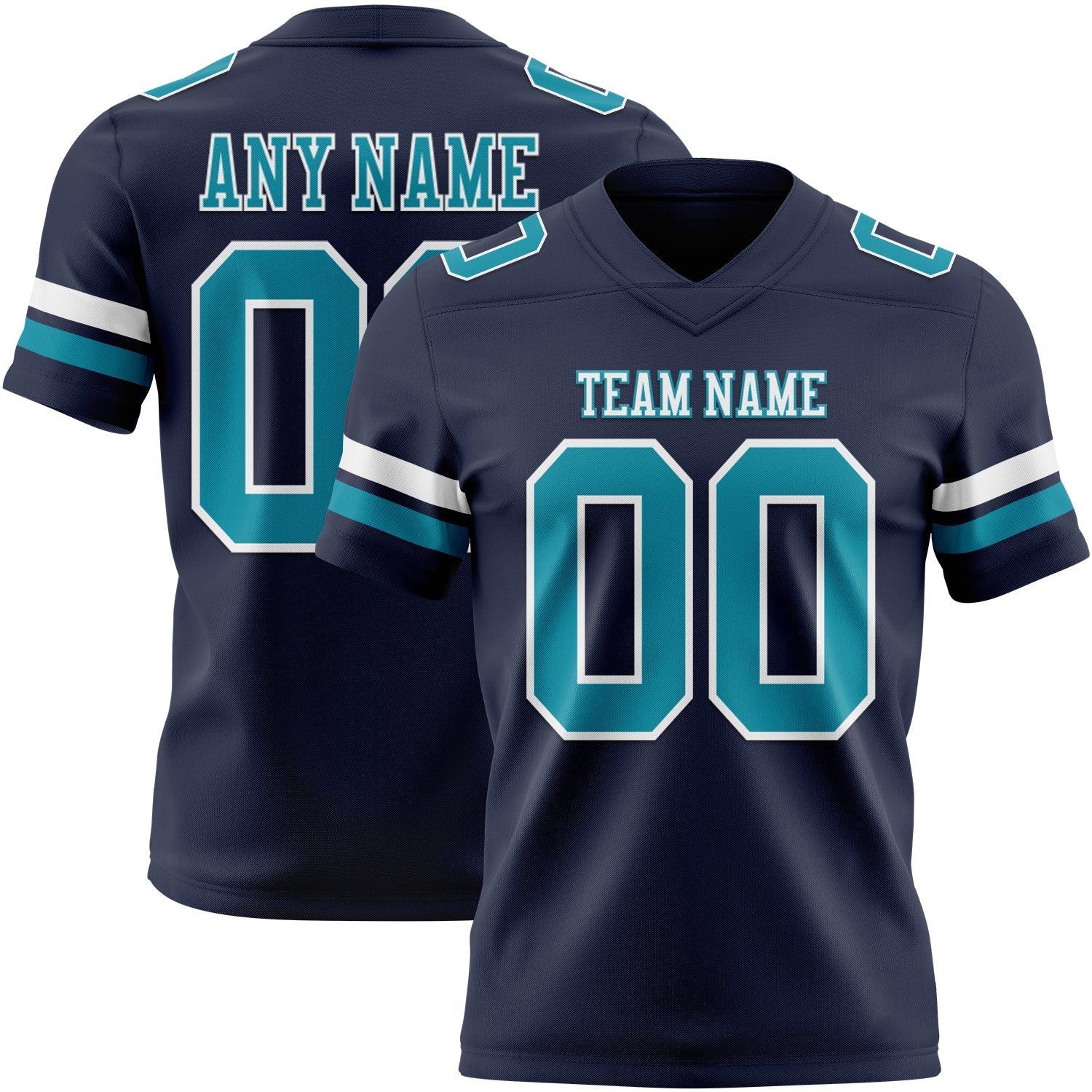 Custom Navy Teal-White Mesh Authentic Football Jersey - Sky-Custom