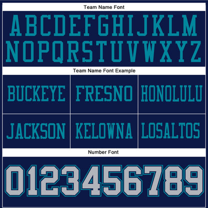 Custom Navy Gray-Teal Mesh Authentic Football Jersey - Sky-Custom