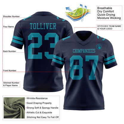 Custom Navy Teal Mesh Authentic Football Jersey - Sky-Custom