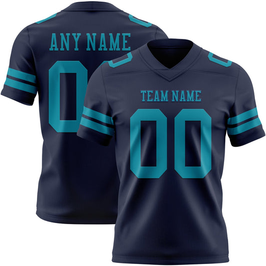 Custom Navy Teal Mesh Authentic Football Jersey - Sky-Custom