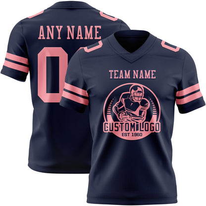 Custom Navy Medium Pink Mesh Authentic Football Jersey - Sky-Custom