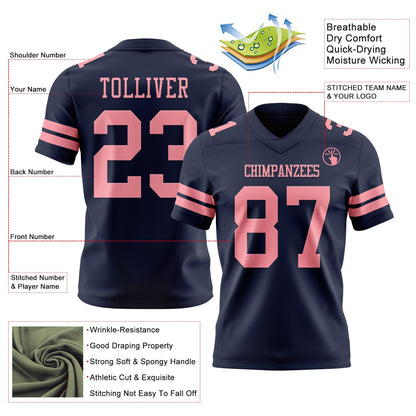 Custom Navy Medium Pink Mesh Authentic Football Jersey - Sky-Custom