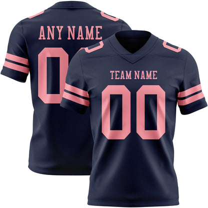 Custom Navy Medium Pink Mesh Authentic Football Jersey - Sky-Custom
