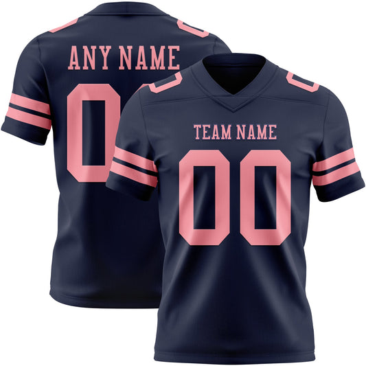 Custom Navy Medium Pink Mesh Authentic Football Jersey - Sky-Custom