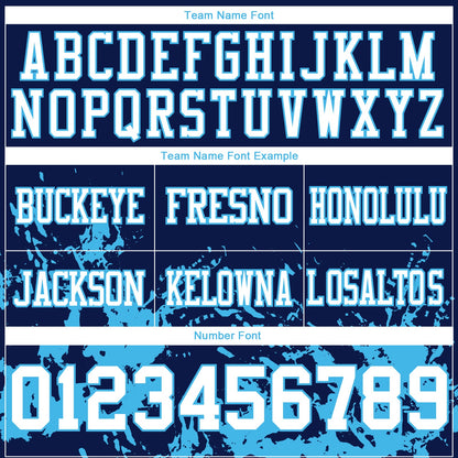 Custom Navy White-Sky Blue Splash Mesh Authentic Football Jersey - Sky-Custom