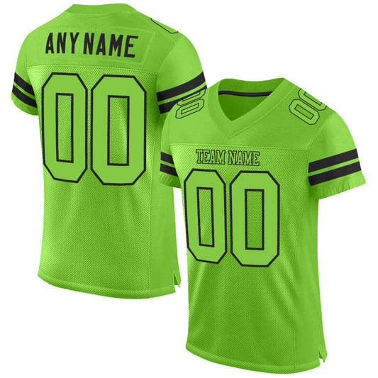 Custom Neon Green Neon Green-Black Mesh Authentic Football Jersey - Sky-Custom