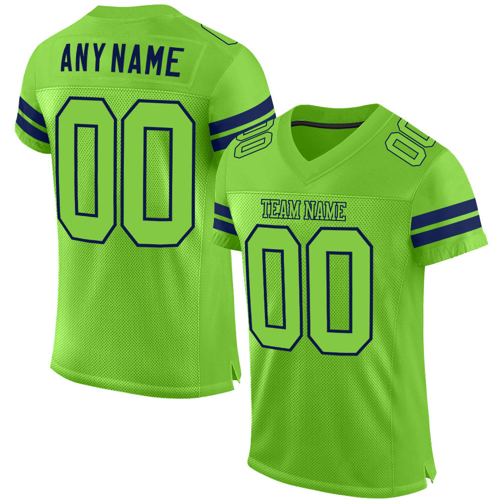 Custom Neon Green Neon Green-Navy Mesh Authentic Football Jersey - Sky-Custom