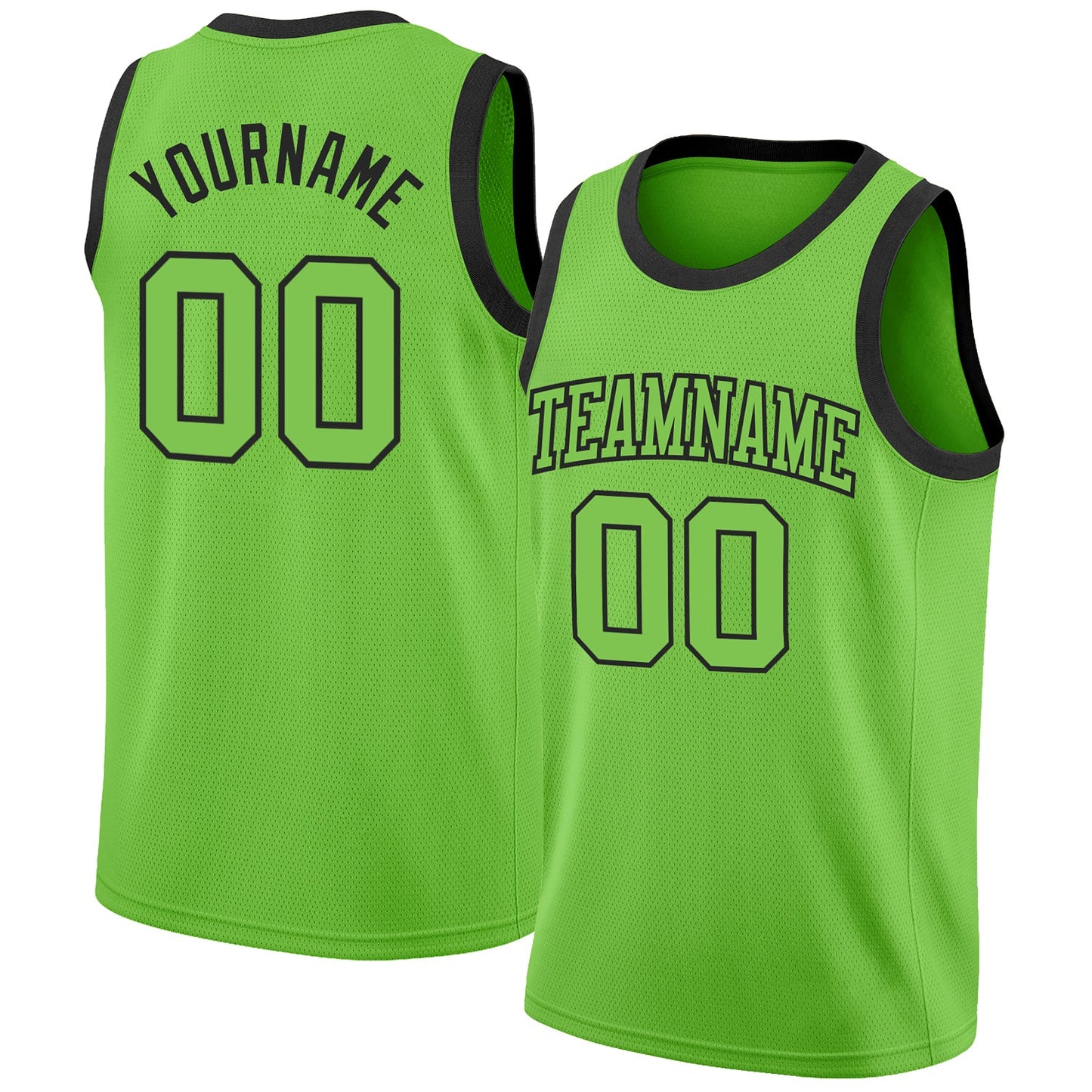 Custom Neon Green Neon Green-Black Authentic Basketball Jersey - Sky-Custom