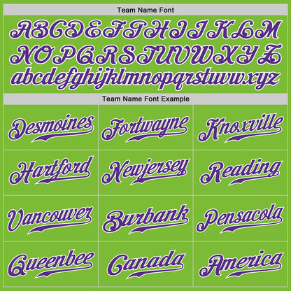 Custom Neon Green Purple-White Authentic Baseball Jersey - Sky-Custom