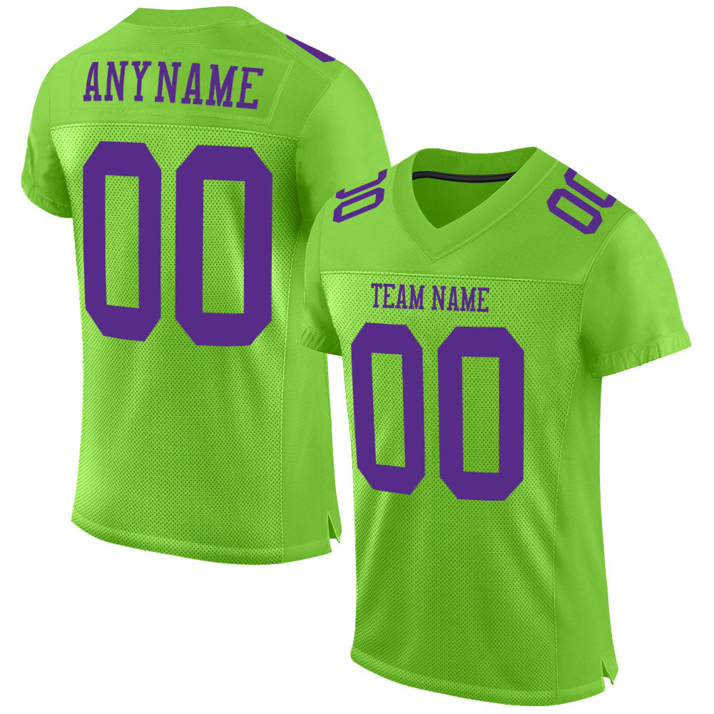 Custom Neon Green Purple Mesh Authentic Football Jersey - Sky-Custom