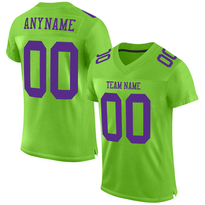 Custom Neon Green Purple Mesh Authentic Football Jersey - Sky-Custom