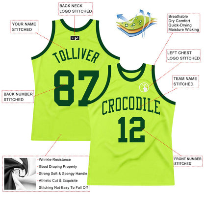 Custom Neon Green Green Authentic Throwback Basketball Jersey - Sky-Custom