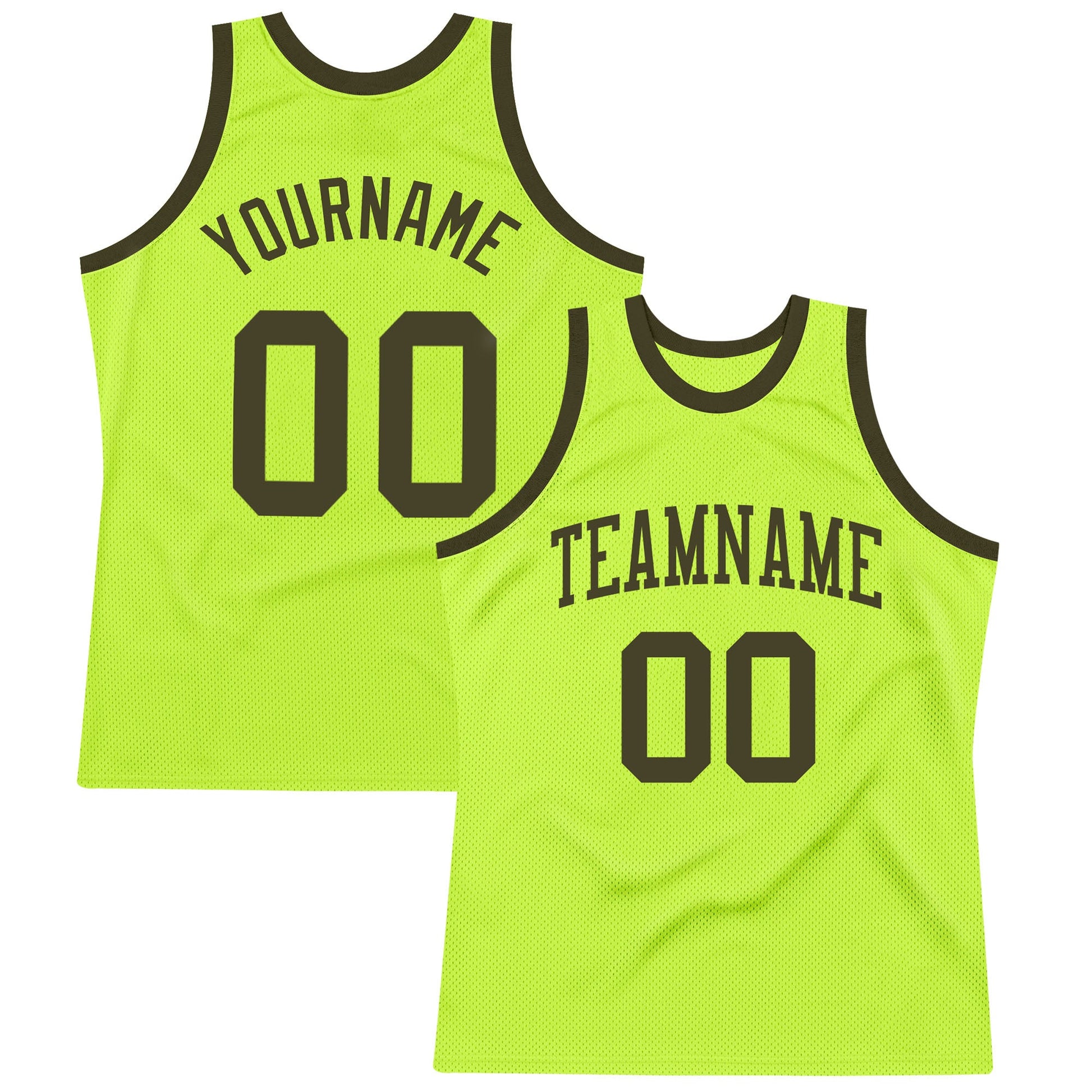 Custom Neon Green Olive Authentic Throwback Basketball Jersey - Sky-Custom