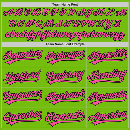 Custom Neon Green Pink-Black Authentic Baseball Jersey - Sky-Custom