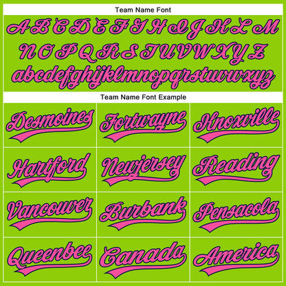 Custom Neon Green Pink-Navy Authentic Baseball Jersey - Sky-Custom