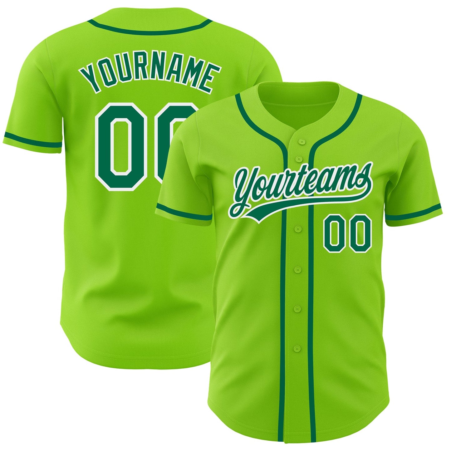 Custom Neon Green Kelly Green-White Authentic Baseball Jersey - Sky-Custom