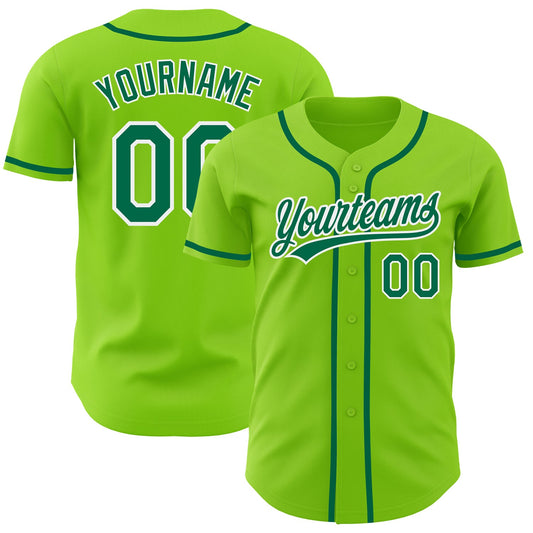Custom Neon Green Kelly Green-White Authentic Baseball Jersey - Sky-Custom