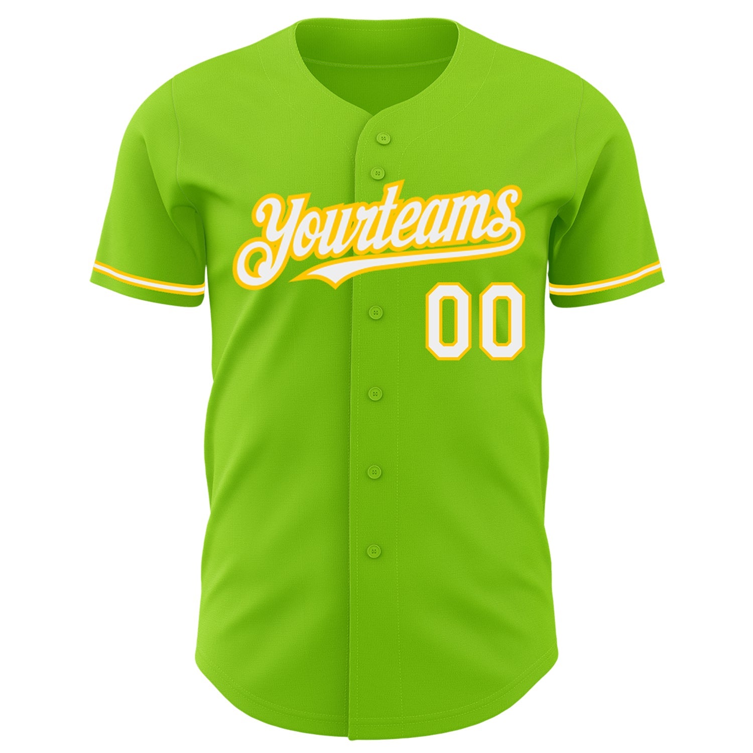 Custom Neon Green White-Yellow Authentic Baseball Jersey - Sky-Custom