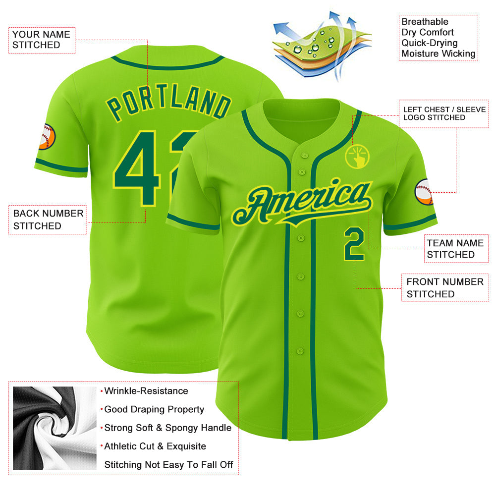 Custom Neon Green Kelly Green-Neon Yellow Authentic Baseball Jersey - Sky-Custom
