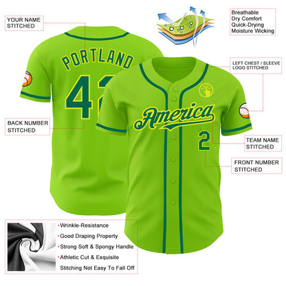 Custom Neon Green Kelly Green-Neon Yellow Authentic Baseball Jersey - Sky-Custom